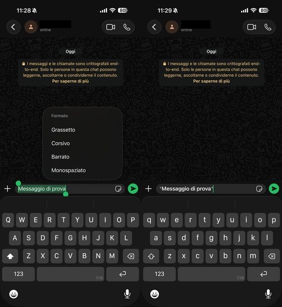 Scrivere in grassetto WhatsApp iOS