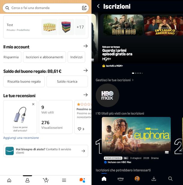 disattivazione HBO Max da app Amazon