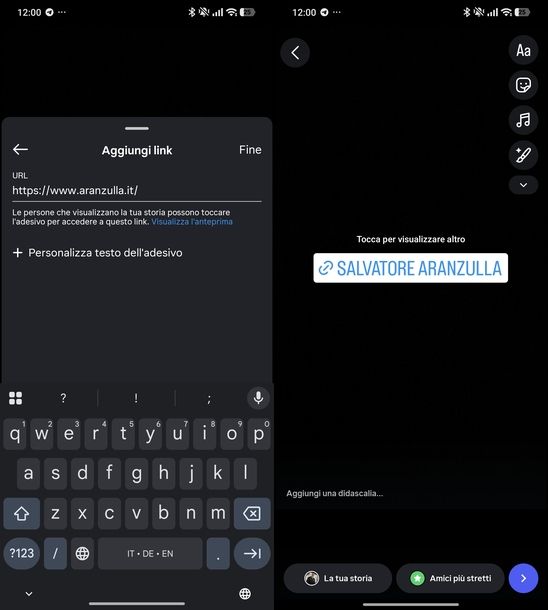 Rinominare link Storie Instagram Android