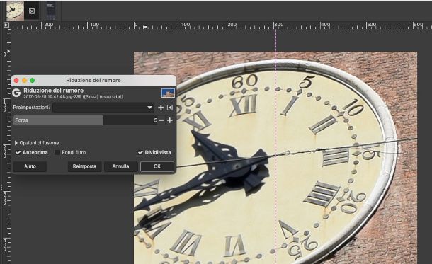 riduzione del rumore su GIMP 