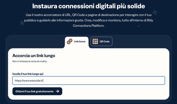 Creare link personalizzato Bitly