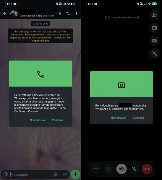 Gestire permessi app WhatsApp Android