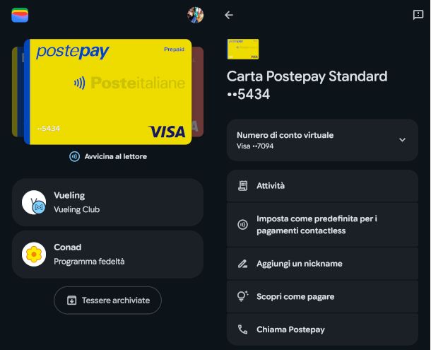 impostazione carta Postepay come predefinita su Google Wallet