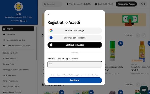 Registrarsi su Everli