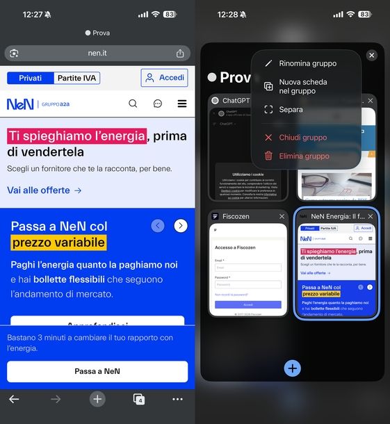 Chiudere pagine Internet Chrome iPhone