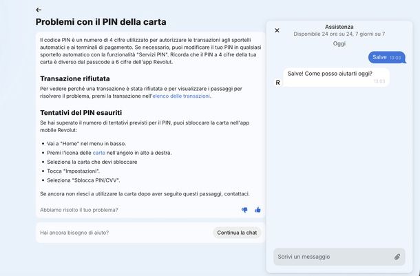 chat assistenza Revolut PC