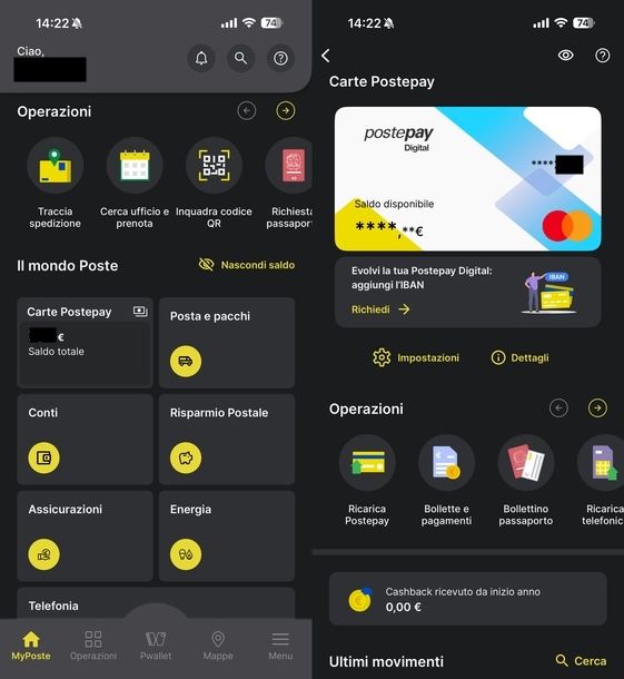 Carta Postepay app Poste Italiane