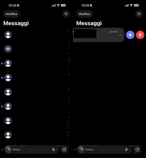 Ripristinare avvisi chat Messaggi iOS
