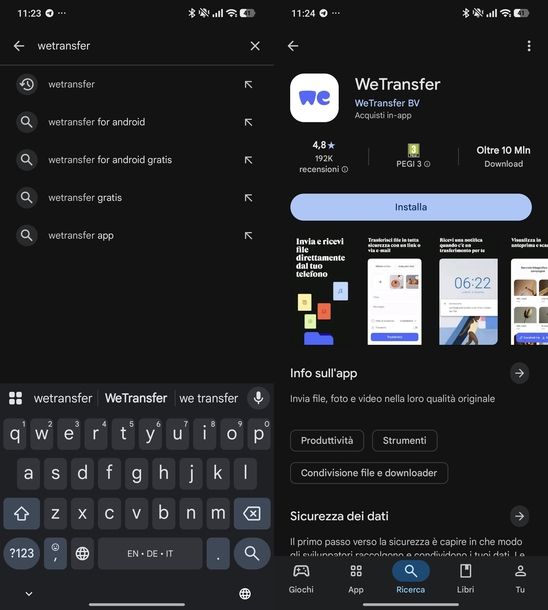 Scaricare app WeTransfer Android