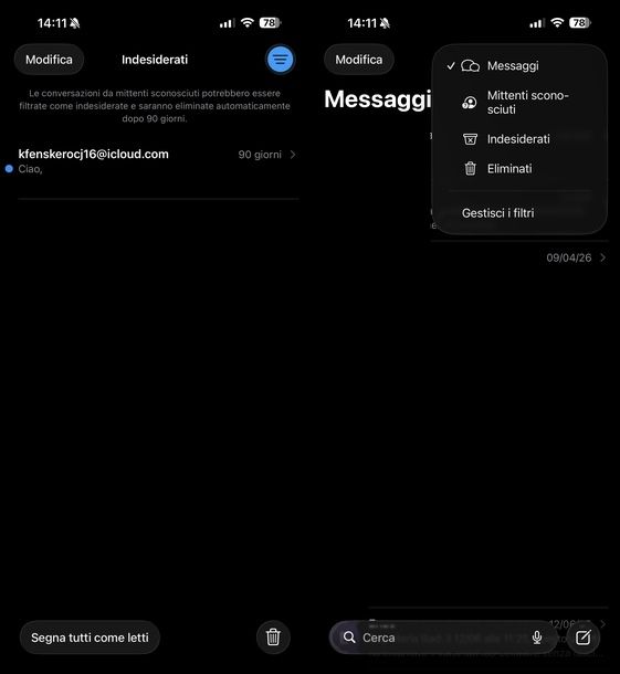Bloccare SMS pubblicitari iPhone
