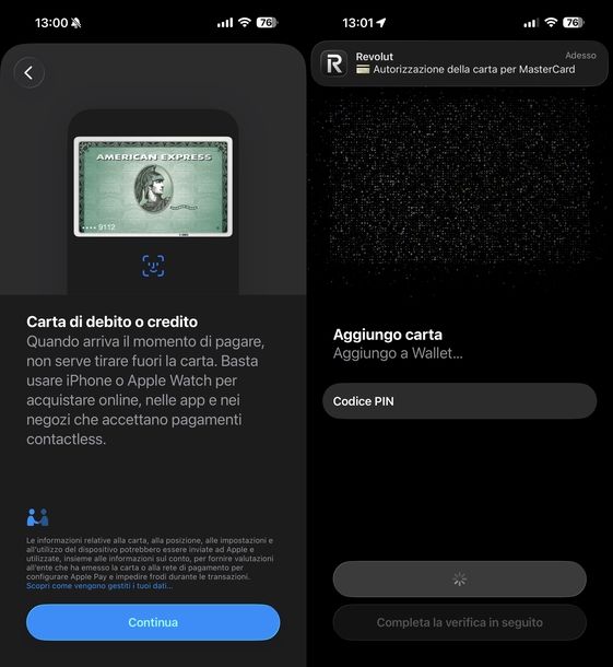 Aggiungere carta pagamento su Apple Wallet