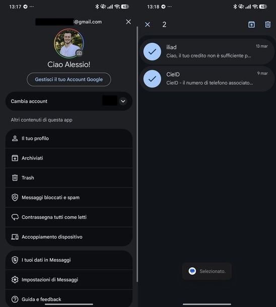Ripristinare chat archiviata Messaggi Google Android