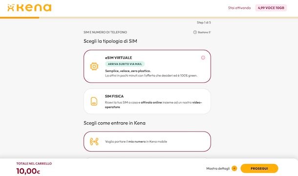 Attivare offerta Kena