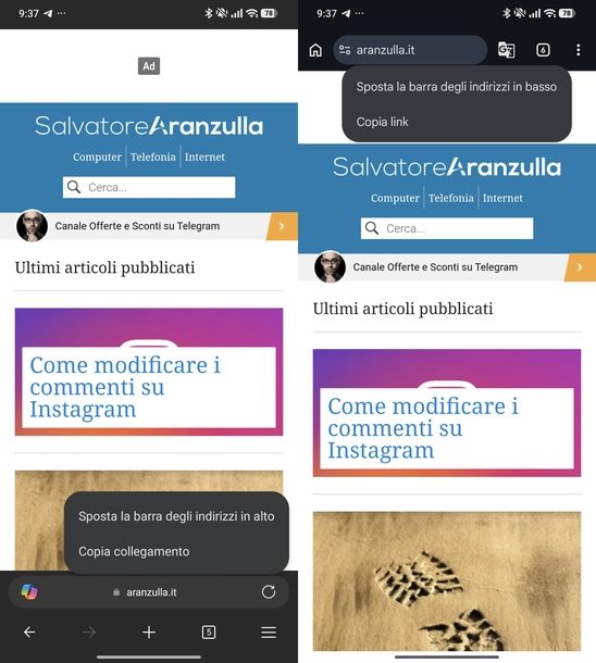Come trovare URL di sito Edge Chrome