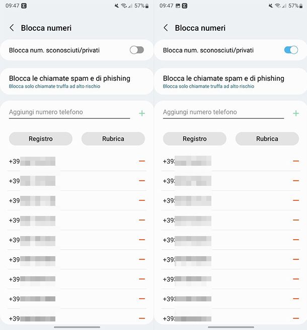 Bloccare chiamate sconosciute Samsung