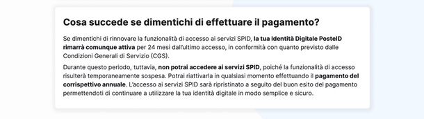 SPID Poste mancato pagamento