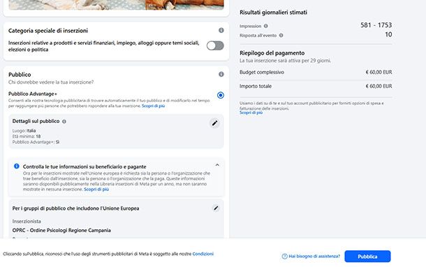 Sponsorizzare un evento su Facebook da computer