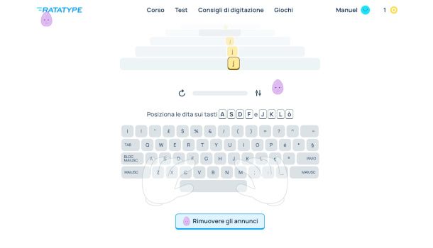 lezione di esempio su sito Ratatype