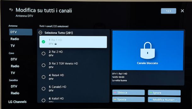 Sbloccare canali Smart TV LG