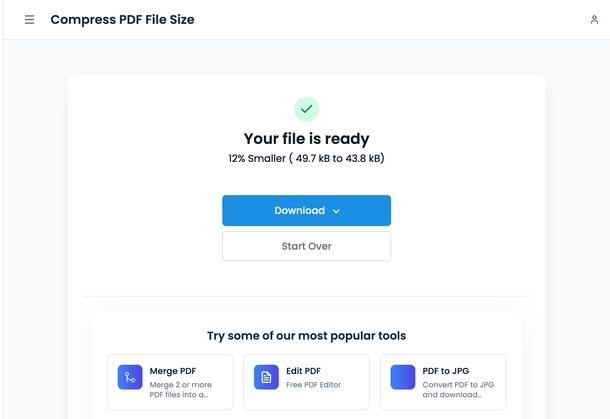 Diminuire dimensioni PDF TinyWow