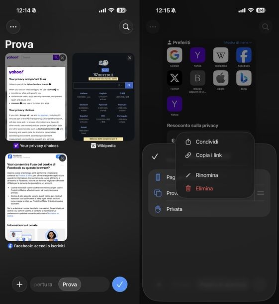 Chiudere pagine Internet Safari iPhone