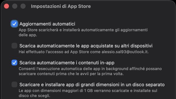 Attivare aggiornamenti automatici app macOS