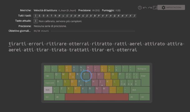 interfaccia sito Keybr