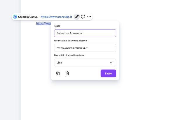 Rinominare link Canva Web
