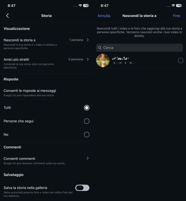 riattivare proprie storie disattivate Instagram app