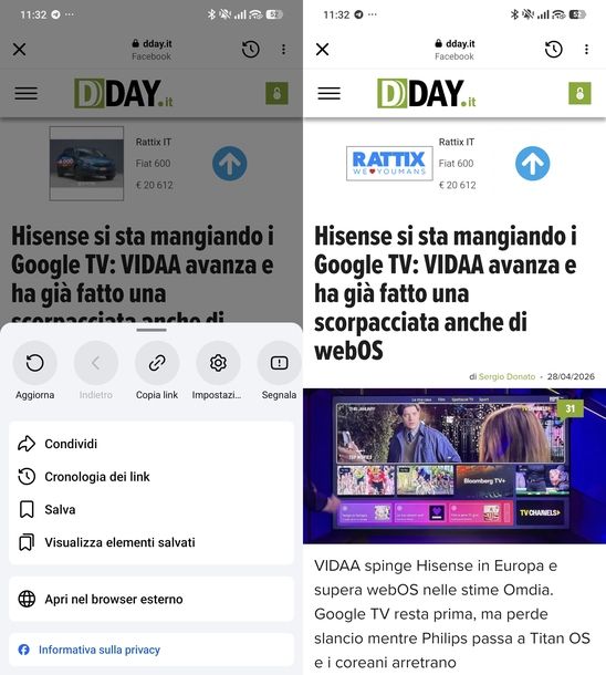 Aprire link esterno browser in-app Android