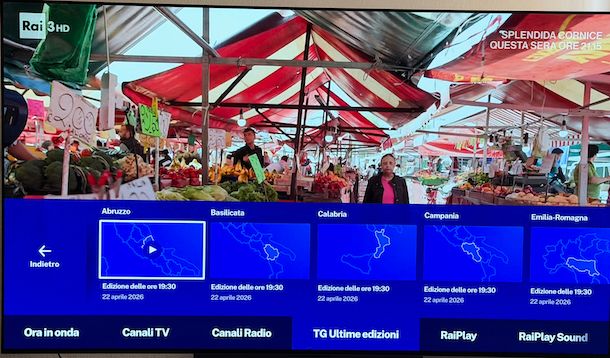 Rivedere Tg3 regionale Rai Tv+ Smart TV