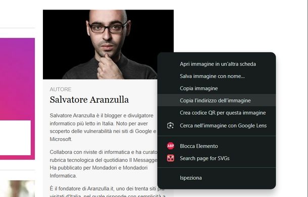 Come trovare URL di immagine PC