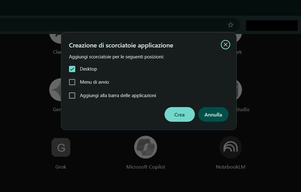 Creare PWA WhatsApp Web Chrome