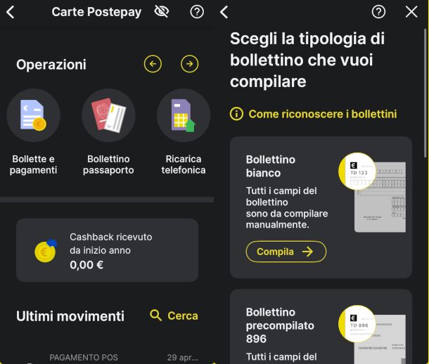 pagamento bollette in app Poste Italiane