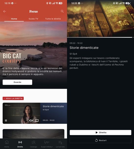 Rivedere programmi Focus app