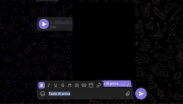 Scrivere in grassetto Telegram Web