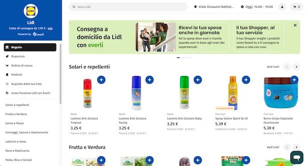 Fare spesa Lidl su Everli