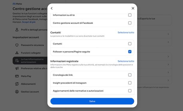 Instagram esportare richieste inviate PC
