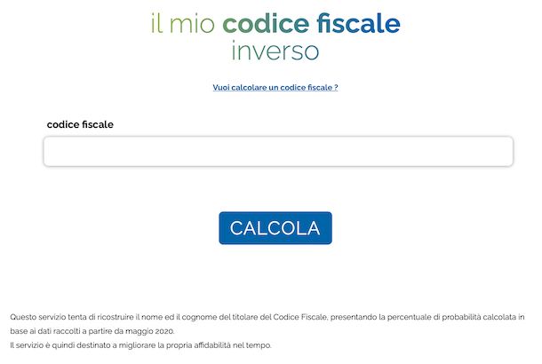 codice fiscale inverso