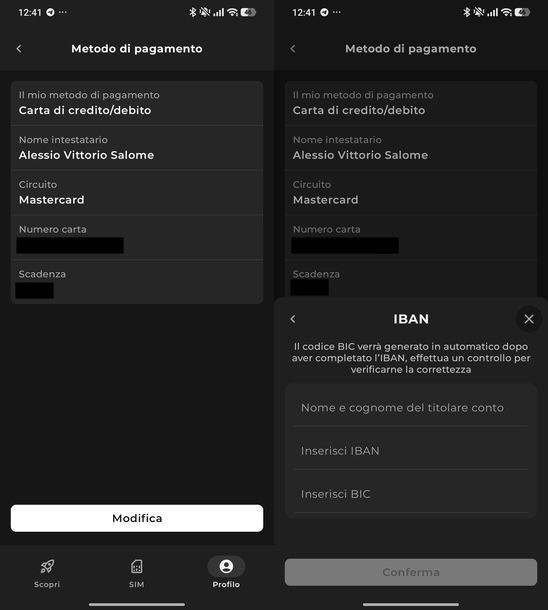 Ricaricare SIM iliad app automaticamente