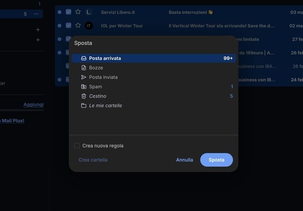 Recuperare mail cestino Libero