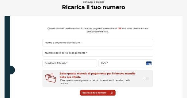Ricaricare SIM iliad con Postepay