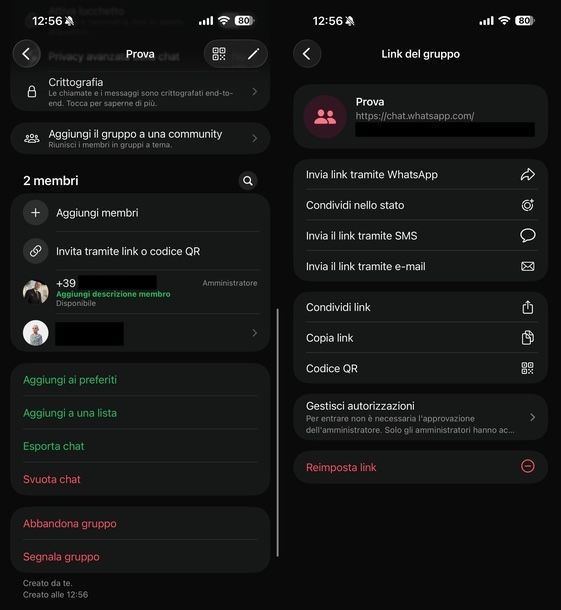 Creare link gruppo WhatsApp iOS