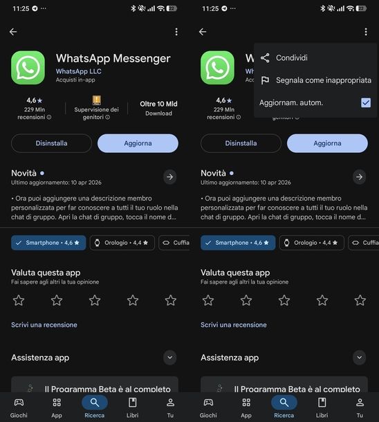 Aggiornare app WhatsApp Android