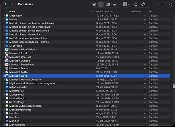 Eliminare file Microsoft 365 macOS