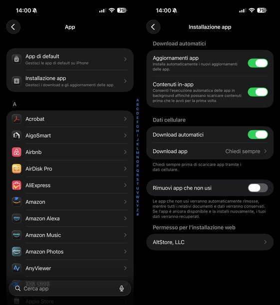 Attivare aggiornamenti automatici app iOS