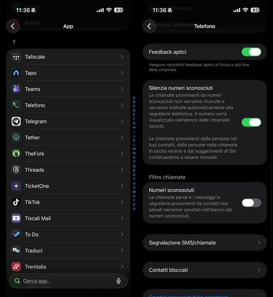 Bloccare chiamate sconosciute iOS