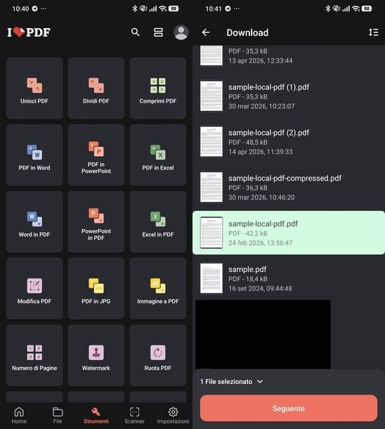 Convertire PDF in JPG iLovePDF Android