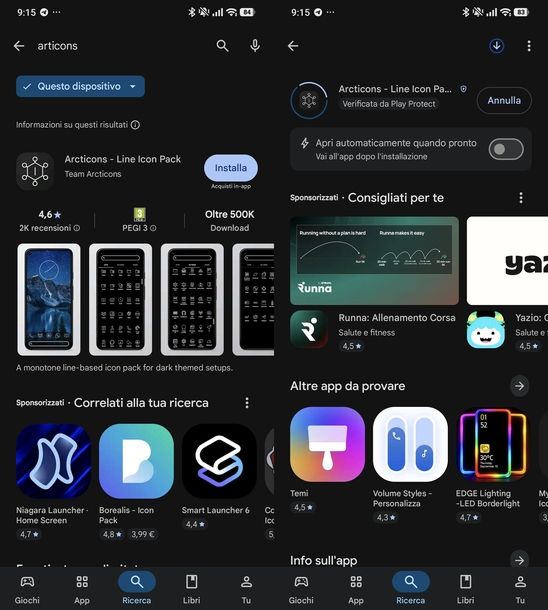 Installazione Arcticons icon pack