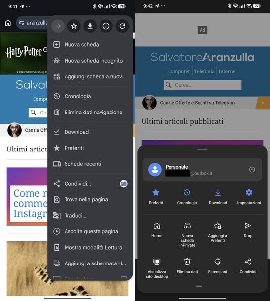 Condividere URL di sito Edge Chrome